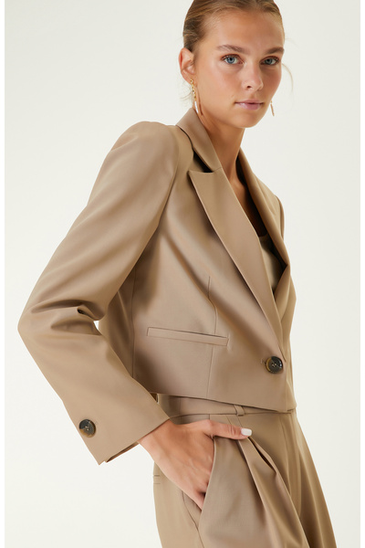 Network Bej Tek Düğmeli Blazer Ceket