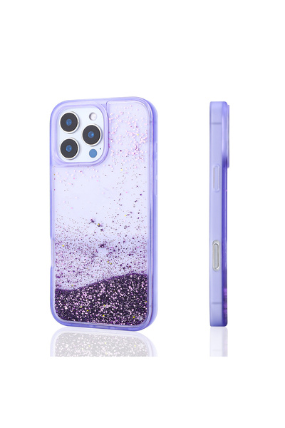 UnDePlus Apple iPhone 16 Pro Kılıf İçi Simli Sıvılı Şeffaf Keto Silikon Kapak