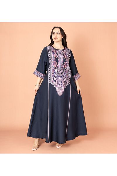 IKKXA Solid Printed Jalabiya
