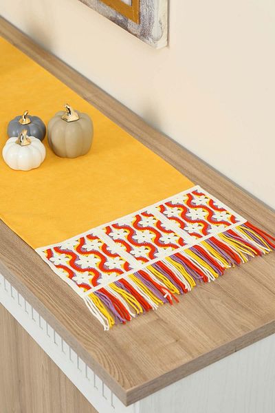 Aisha's Design Colorful Fringed Motif Runner - 120X40 Cm, R-97O