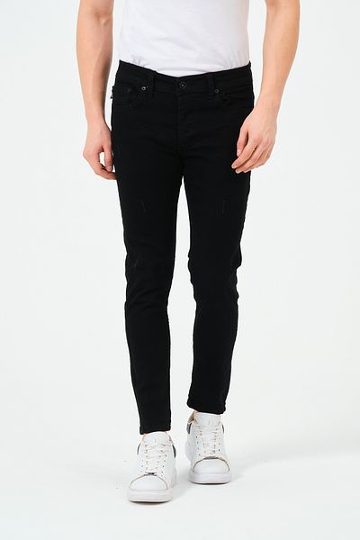 moda biz Ανδρικό Slim Fit Lycra Tirnakli Jeans Παντελόνι Μαύρο