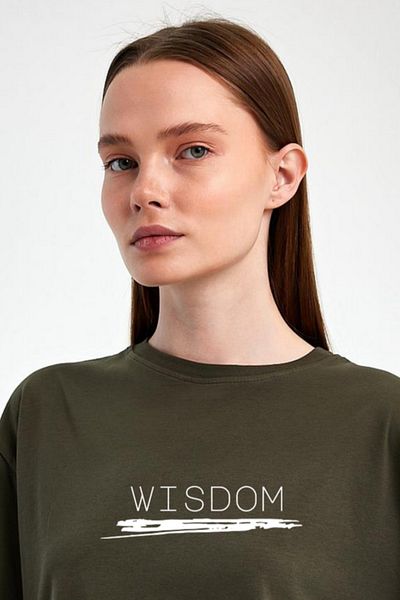 FİHA /2511-UNΙΣΕΞ OVERSIZE ΤΥΠΩΜΕΝΟ T-SHIRT - ΧΑΚΙ