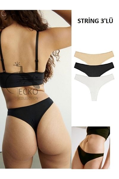 GECKO COLLECTION Gecko String Thong - 3-Piece Women's Panties Set