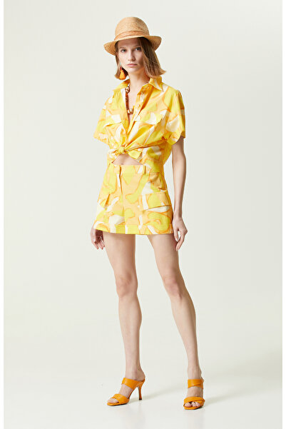 Network Sarı Desenli Mini Şort