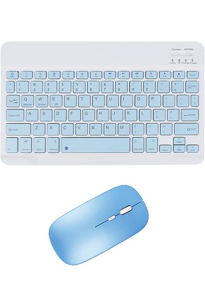 AWH Wireless Bluetooth Keyboard & Mouse Combo, Ultra-Thin 2.4GHz Set  iOS, Android Windows (Blue)