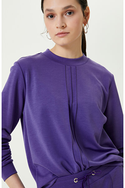 Network Neon Mor Bisiklet Yaka Sweatshirt