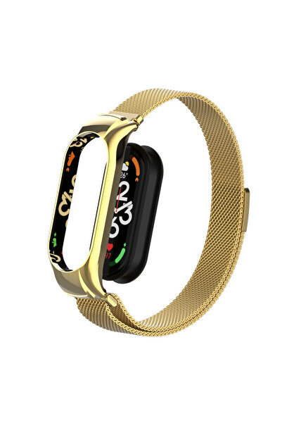 Techmaster Xiaomi Mi Band 7 Uyumlu Metal Hasır Manyetik Kordon Kayış