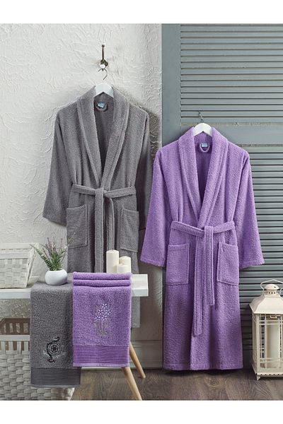 Denia Home Textile طقم رداء حمام عائلي مكون من 8 قطع مصنوع من القطن بنسبة 100% |   طقم روب حمام |   مجموعة المهر |