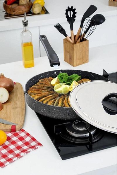 Özkent 32 cm Granite Hamsilos Fish Dumpling Pan - K-569