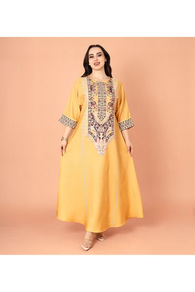 IKKXA Solid Printed Jalabiya