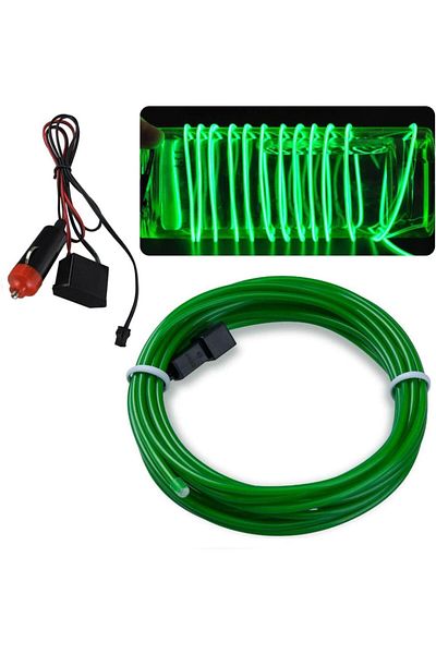 Techmaster In-Car Torpedo Strip LED Colorful Rope Neon LED 3 Meters Green