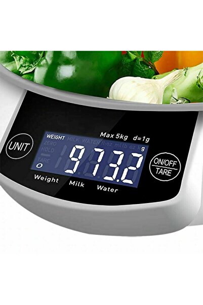 Techmaster 5 Kg Lcd Ekranlı Hassas Su Süt Ölçer Hazneli Sporcu Evcil Hayvan Terazisi Tartısı