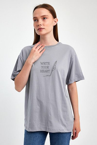 FİHA /2512-UNISEX OVERSIZE ΕΚΤΥΠΩΜΕΝΟ T-SHIRT - ΛΙΛΑ