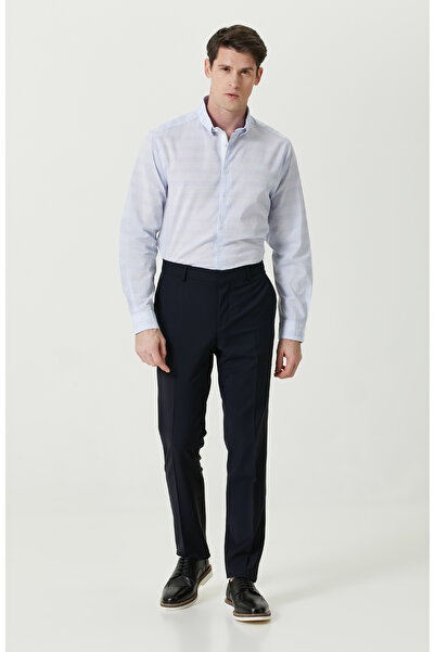 Network Alttan Britli Yaka Mavi Çizgili Gömlek