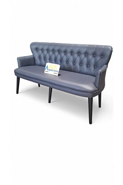 ARYANS HOME Ahşap Ayaklı Kollu Antrasit Gri Deri Ofis Koltuğu Büro Koltuğu Of...