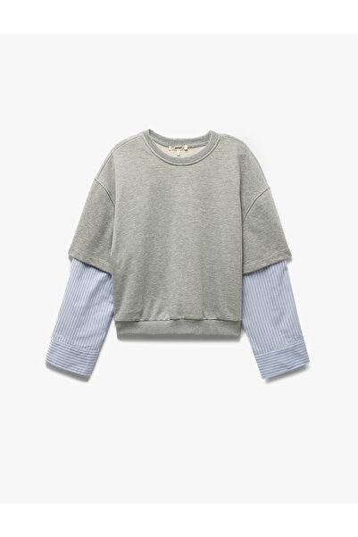 Koton Φούτερ με ριγέ μακρυμάνικο με λαιμόκοψη με λεπτομέρεια διπλής στρώσης