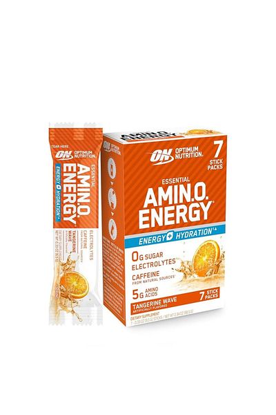 Optimum Nutrition Essential Amino Energy Plus Electrolytes Stick, Tangerine Wave, 7 Packs