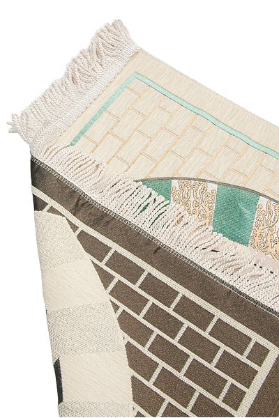 ihvanonline Cream Colored Luxury Axis Patterned Chenille Prayer Rug
