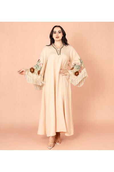 IKKXA Shimmer Detail Sleeves Embroidered Jalabiya