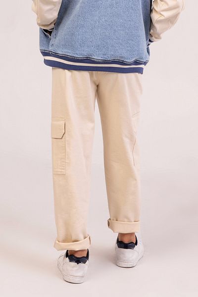 DMB BOYS & GIRLS Boys' Elastic Waist Cotton Pockets Gabardine Cargo Pants