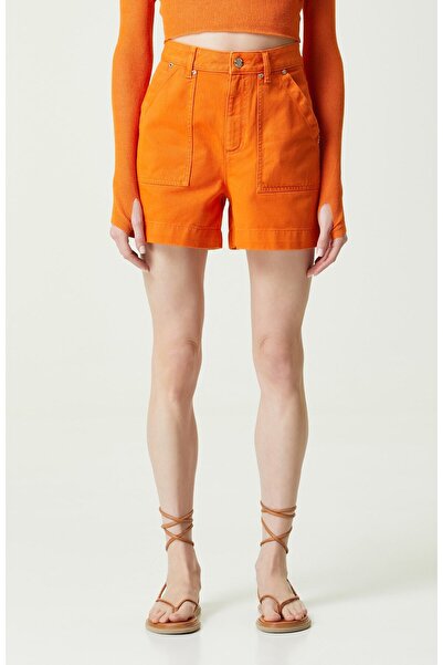Network Yanık Turuncu Düz Paça Denim Şort