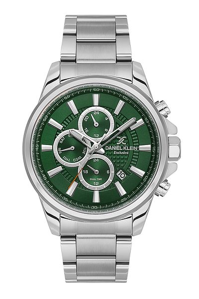 Daniel Klein Exclusive All Functions Active, Calendar, Steel Bracelet Green Dial Men's Wristwatch