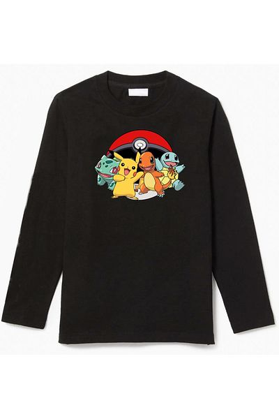 Efendioğlu Design Long Sleeve Poke Ball Pokemon Characters Printed Children's Tshirt