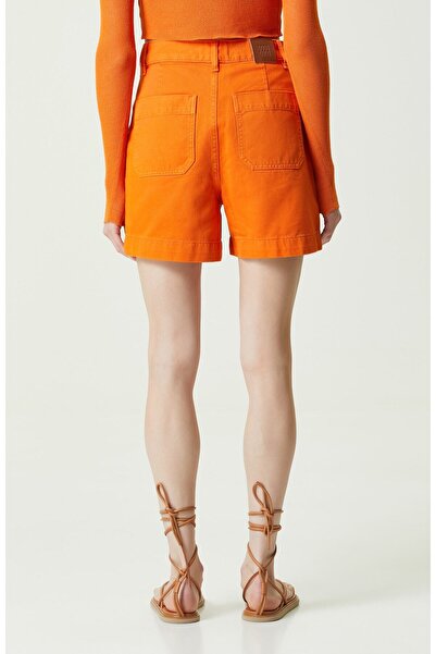 Network Yanık Turuncu Düz Paça Denim Şort
