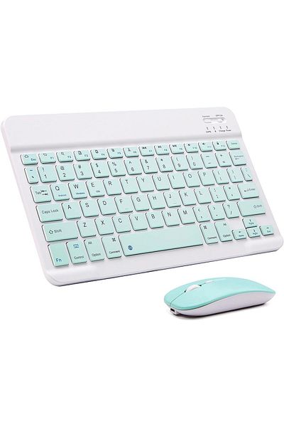 AWH Ultra-Slim Wireless Keyboard & Mouse Combo, Rechargeable Bluetooth  iOS, Android Windows (Green)