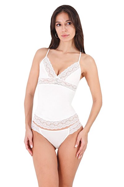 LUW 8680 Екрю Колір 2-х частинний комплект з мереживом