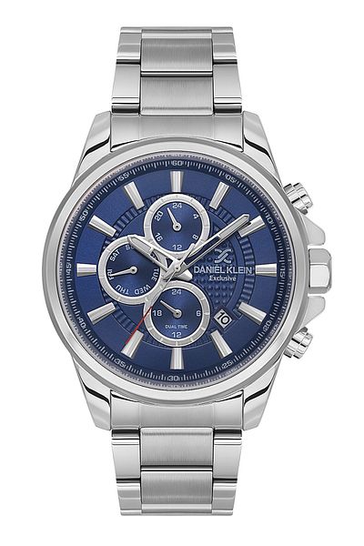 Daniel Klein Exclusive All Functions Active, Calendar, Steel Bracelet Navy Blue Dial Men's Wristwatch