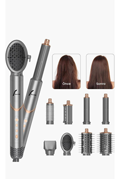 VERYFİT 8 in 1 Hava Üflemeli Saç Düzleştirici Şekillendirici Compact Saç Kuru...