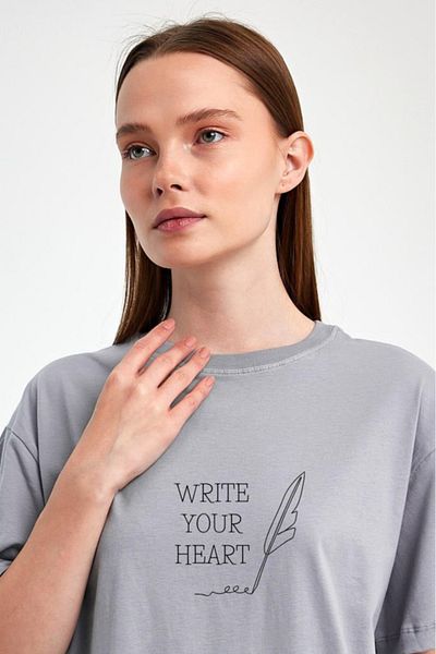 FİHA /2512-UNISEX OVERSIZE ΕΚΤΥΠΩΜΕΝΟ T-SHIRT - ΛΙΛΑ