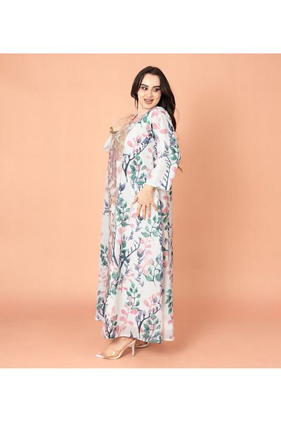 IKKXA Embroidery Applique Wide Cut Jalabiya