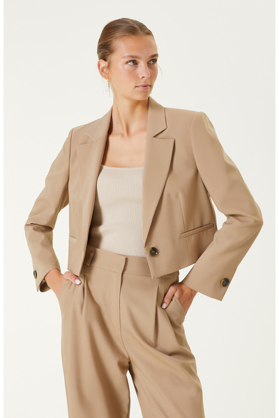 Network Bej Tek Düğmeli Blazer Ceket