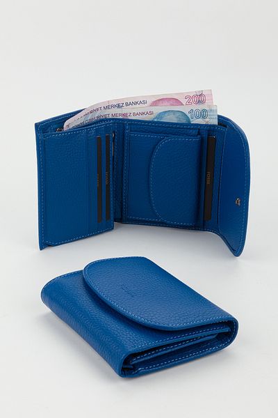 Fossil Boxed Genuine Leather Blue Small Size Multi-Compartment Women's Hand Portfolio Card Holder Wallet
