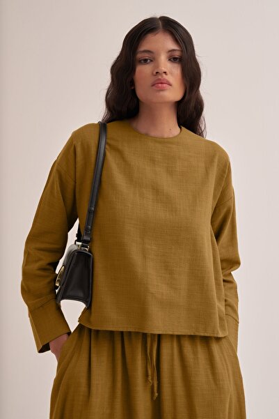 EBU Prive Σετ γυναικεία μπλούζα και φούστα από οργανικό βαμβάκι με σχέδιο κέλυφος καρυδιάς