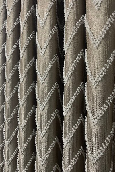 Cortibo Verona Patterned Background Curtain Mink - Without Piles