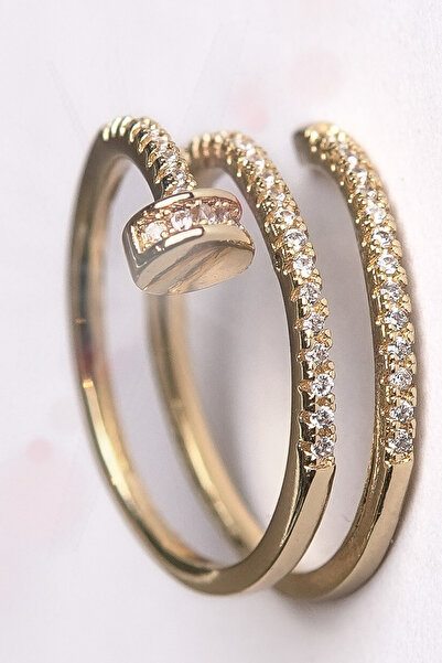 COLLECTİON Ayarlanabilir Altın Kaplama Çivi Yüzük