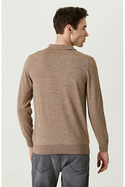 Network Bej Melanj Uzun Kollu Polo Yaka Triko Kazak