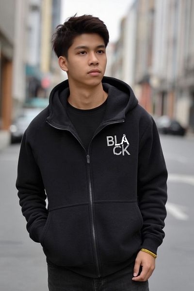 DEEPSENCE Μαύρο μπουφάν Unisex με κουκούλα