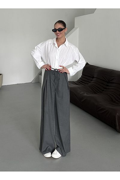 Laluvia Anthrazitfarbene Business-Plissee-Hose – 3602