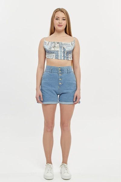 Genel Markalar KOT ŞORT (LİKRALI) DÜĞME DETAYLI