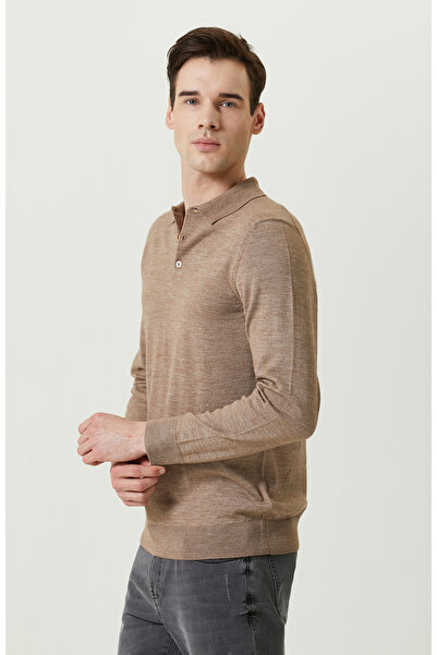 Network Bej Melanj Uzun Kollu Polo Yaka Triko Kazak