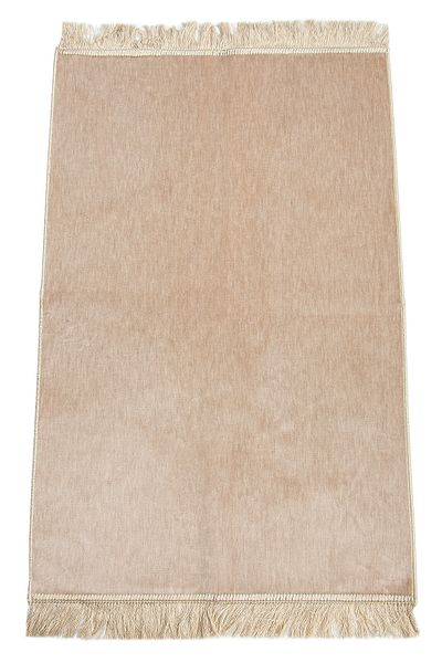 ihvanonline Beige Patternless Velvet Prayer Rug
