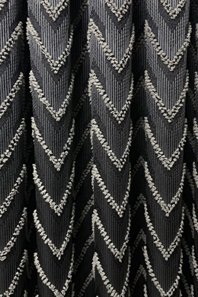 Cortibo Verona Patterned Background Curtain Anthracite - Pleated Free