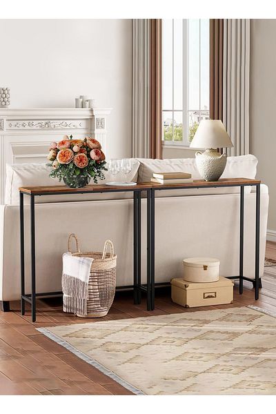 EqiEch Narrow Console Table for Small Spaces, Easy Assembly Entryway & Side Table - 75x24x75cm