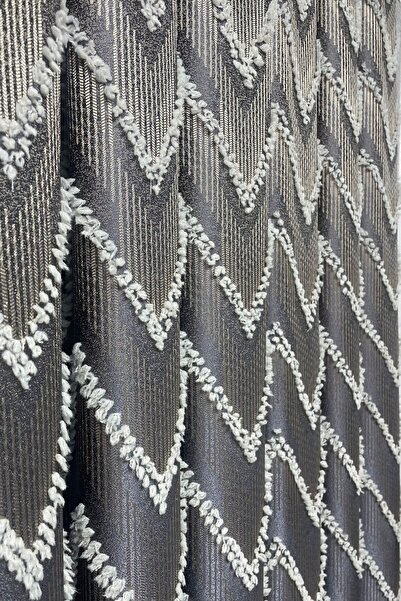 Cortibo Verona Patterned Background Curtain Stone - Pleated Free