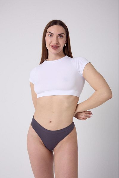 MİSTİRİK Model Navelli Chiloți Model String Tricotat Fără Cusături Tesatura Moale Culoare Gri Inchis