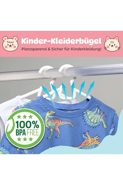 Decobella Kleiderbügel 6 Stück | Kleiderbügel Kunststoff | Für Kinder | 0,6×27,2×14 Cm